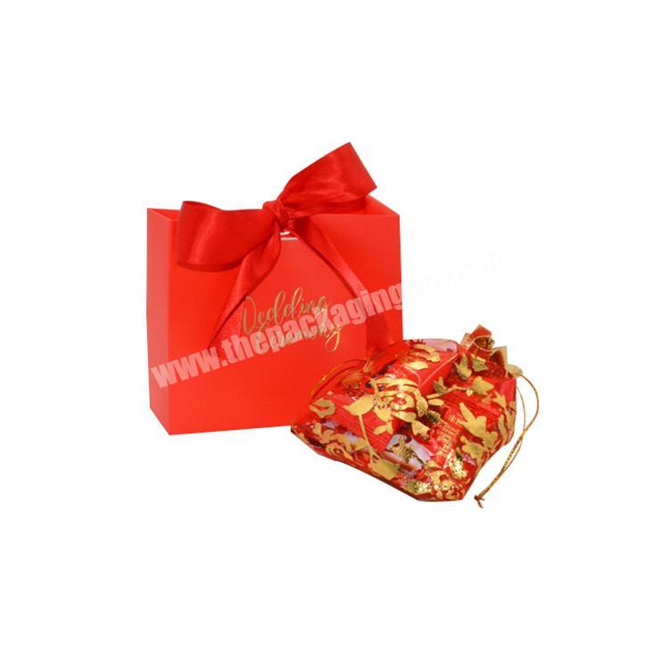 Festival custom red candy paper bag hand bag chocolate packaging gift bag