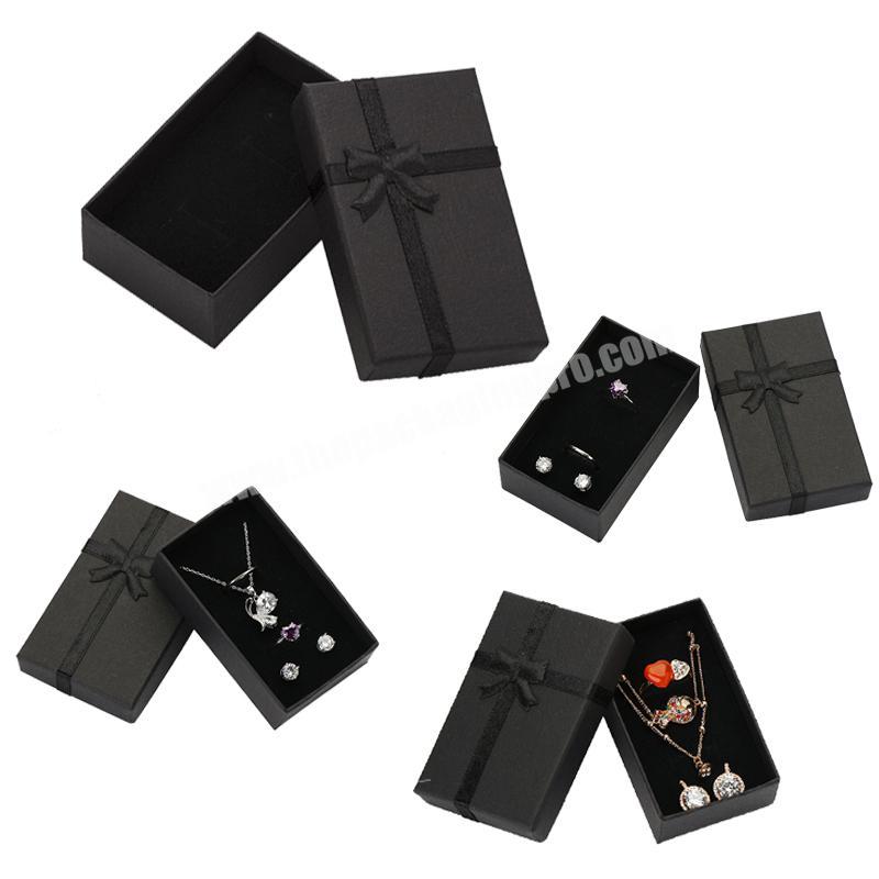 Hot selling black kraft gift box paper jewelry boxes with ribbon