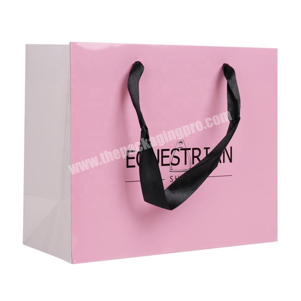 Eco Pink Paper Shopping Bag With Grosgrain Ribbon Handle