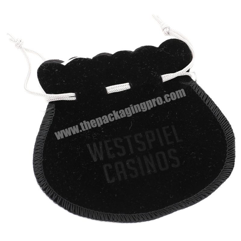 Black Round Shape Velvet Drawstring bag customized logo for jewelry