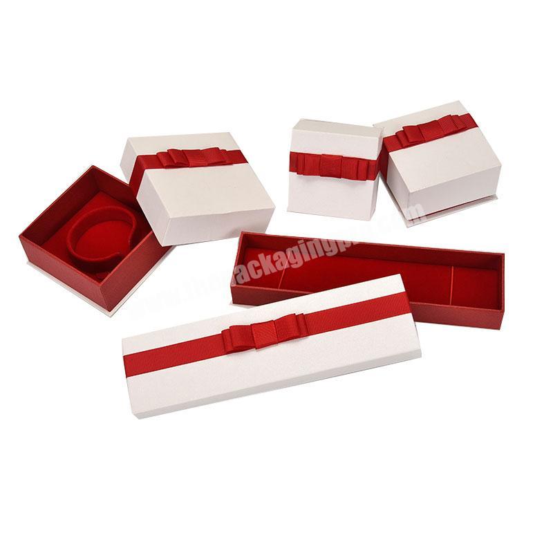 Wholesale custom logo jewelry box set with bow luxury jewelry packaging