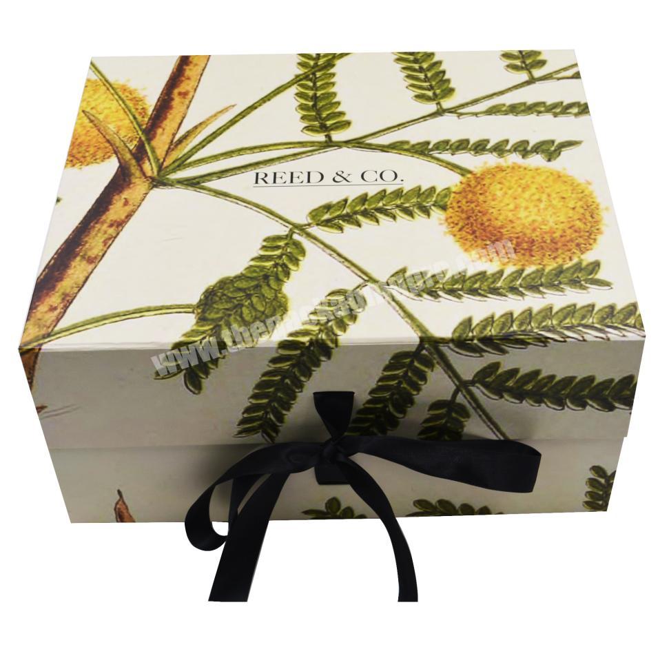 Custom gift box nuts dried fruit packaging magnetic box with ribbon closure