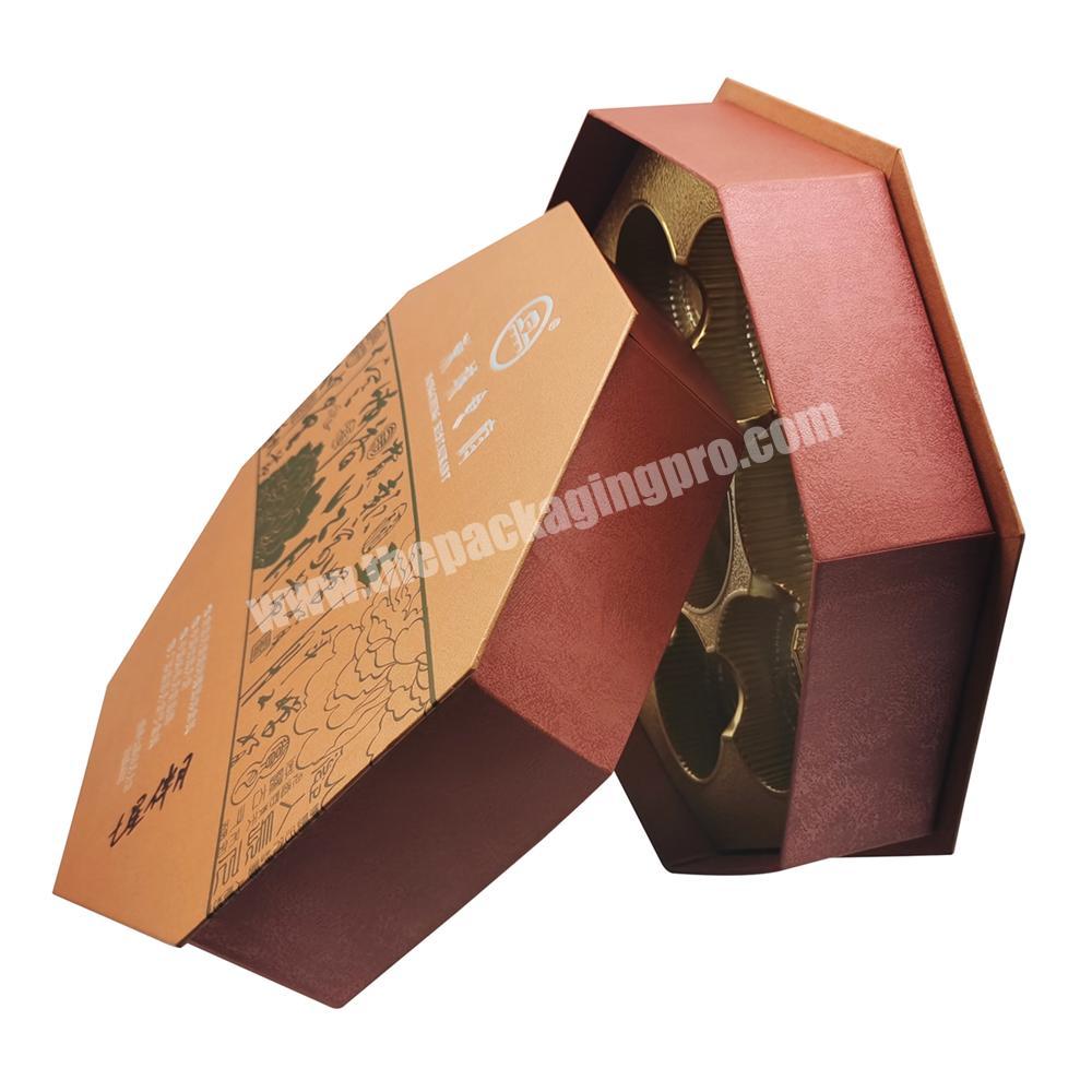 Hexagonal Cardboard Paper Packaging Box With Hot Stamping For Moon Cakes