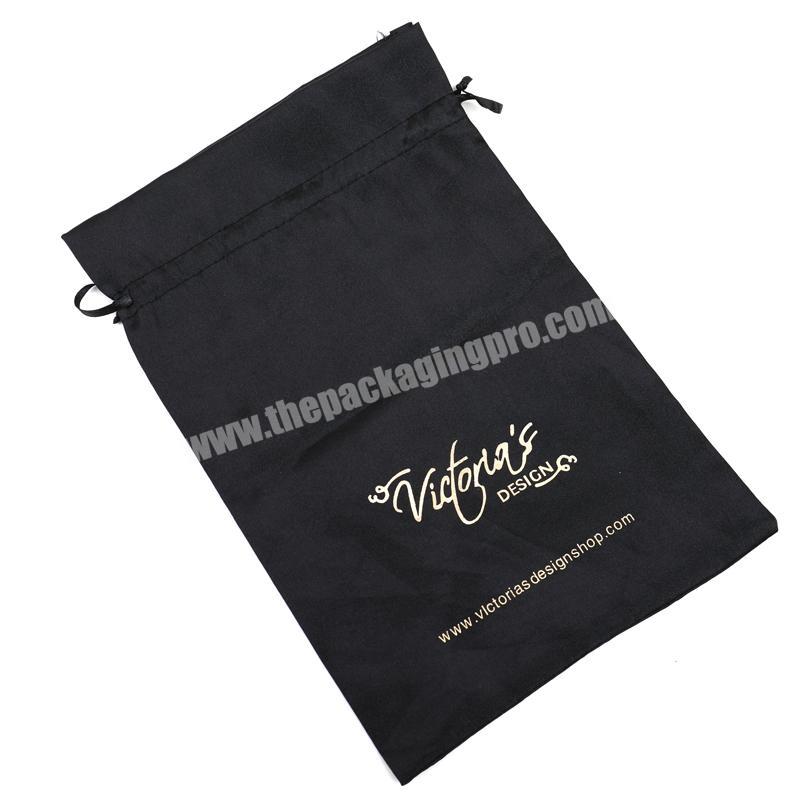Black large custom satin drawstrng bags for hair