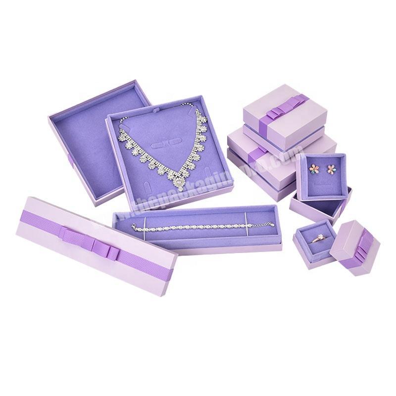 multifunctional jewelry box natural Elegant purple Paper gift boxes with ribbon jewellery packaging for jewelry necklaces