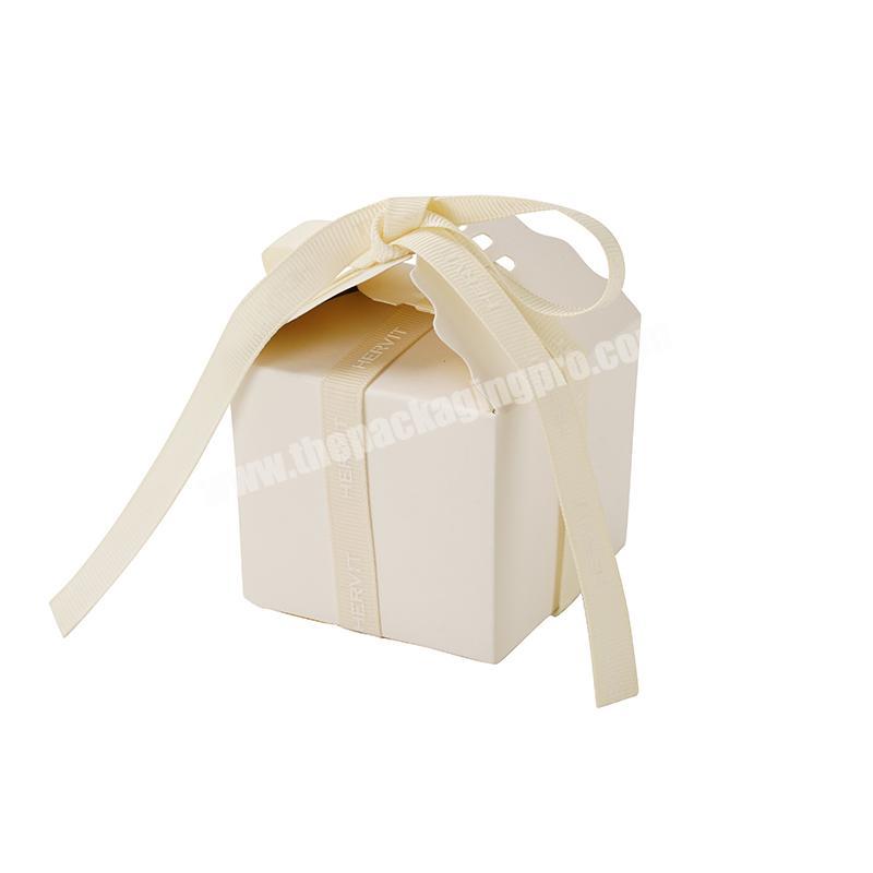 Luxury small christmas rigid paper wedding favors packaging candy gift box with ribbon