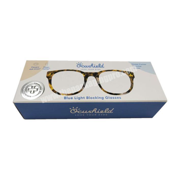 Custom UV Varnishing Silver Foiling Logo Glossy Lamination Cardboard Sunglasses Paper Packaging Box With Eyeglasses Package Box