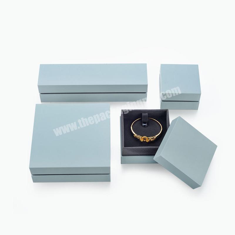 Customn logo elegant light blue cardboard gift jewelry packaging box set