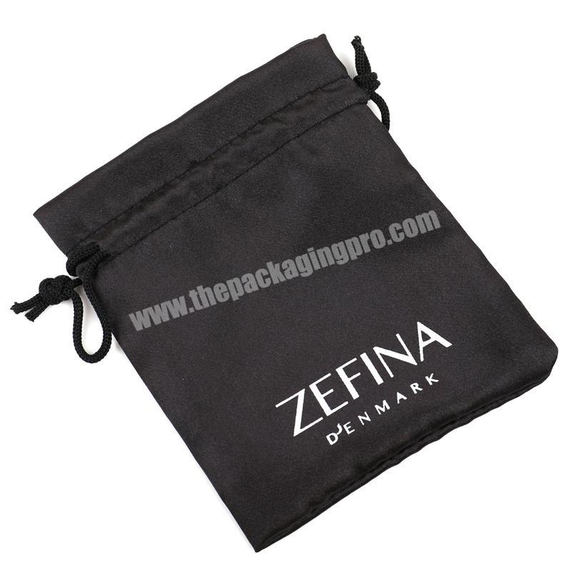 Black satin drawsttring bags gift custom logo wholesale