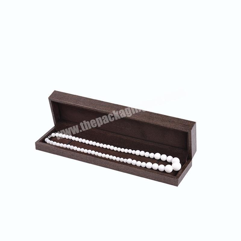 Brown wholesale custom velvet insert long pearl necklace jewelry box