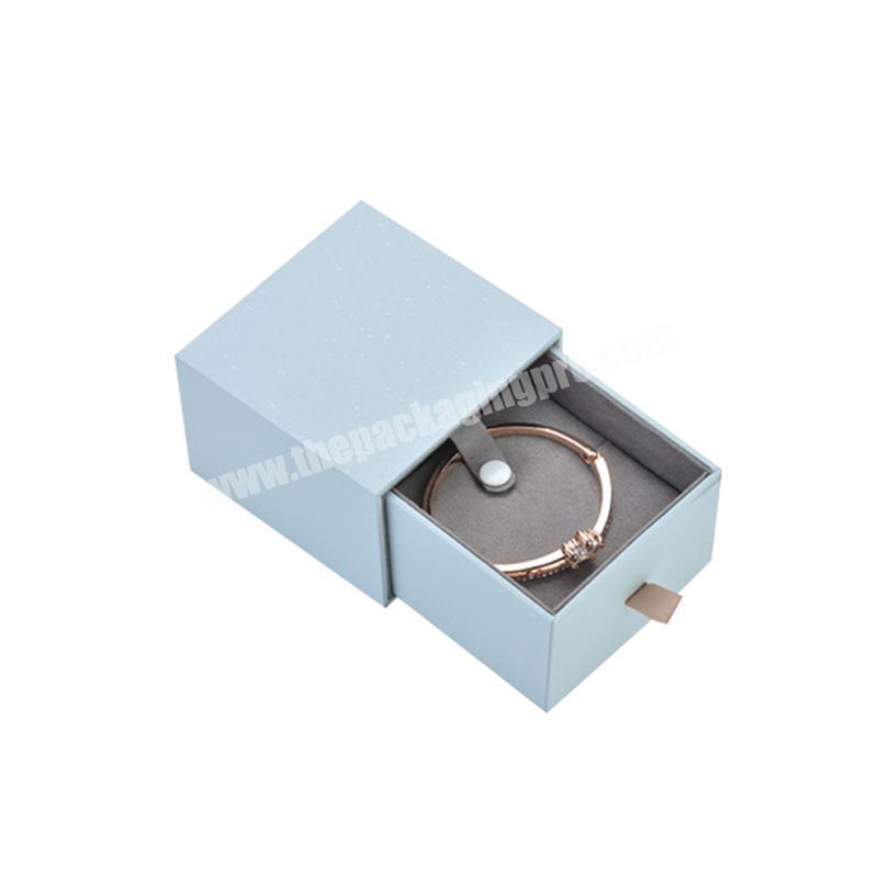 Wholesale custom logo printed cardboard blue jewelry packaging boxes bangle bracelet drawer paper box