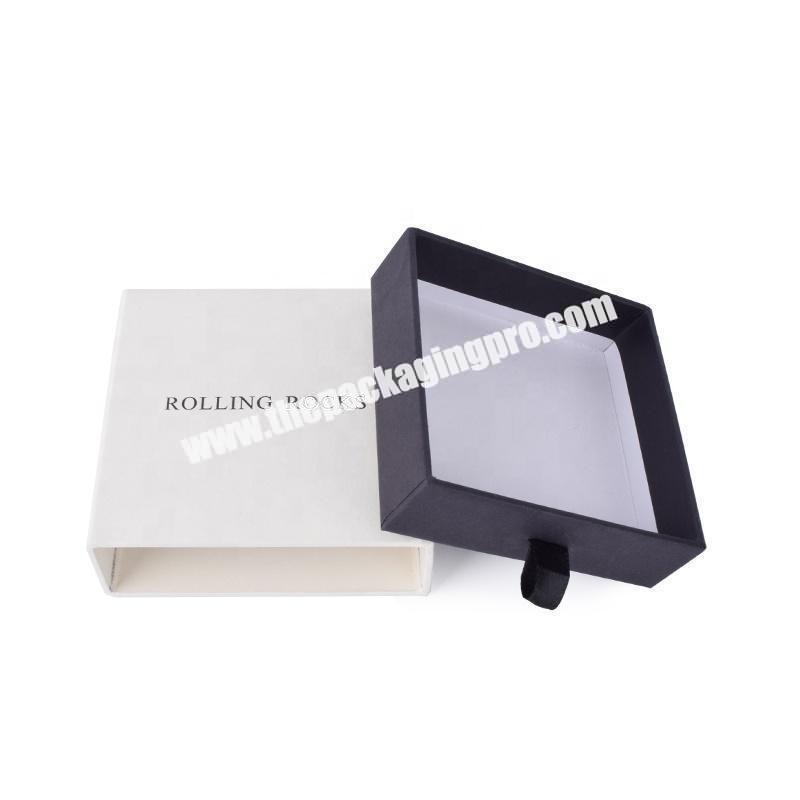 high quality customized elegant big square moving drawer gift paper box with smallblack ribbon