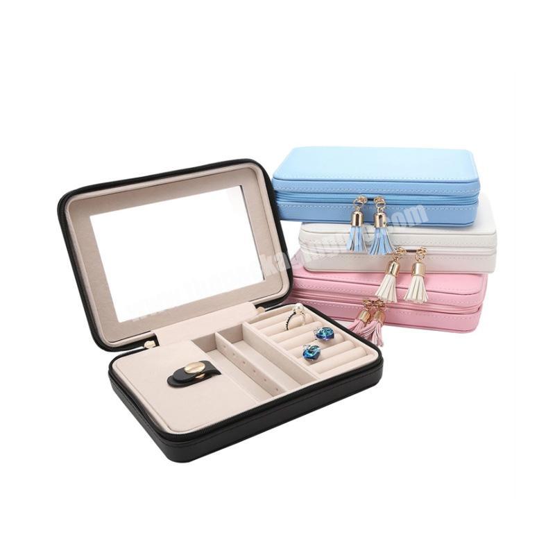Custom color pu leather gift organizer jewellery packaging boxes wholesale leather jewelry travel case