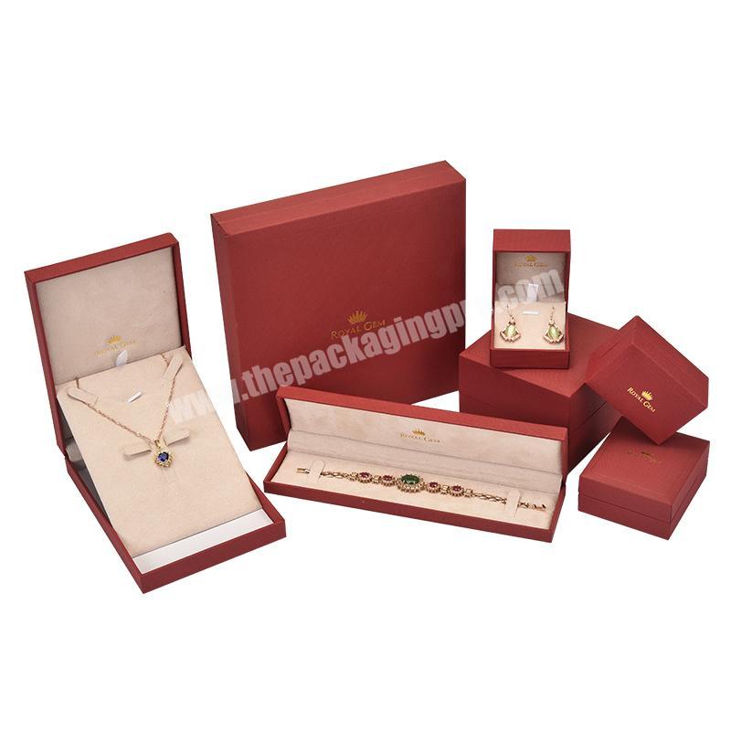 Promotional custom cardboard red trinket jewelry necklace Ring Box with Logo
