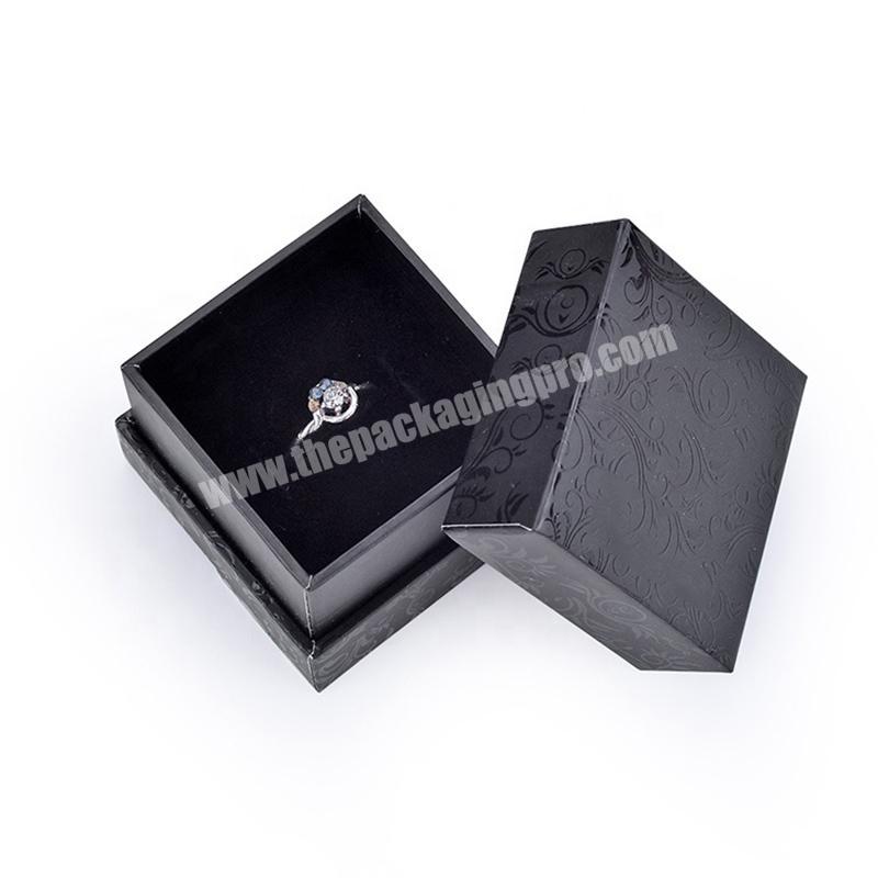 Black Customized paper jewelry packaging ring earring box
