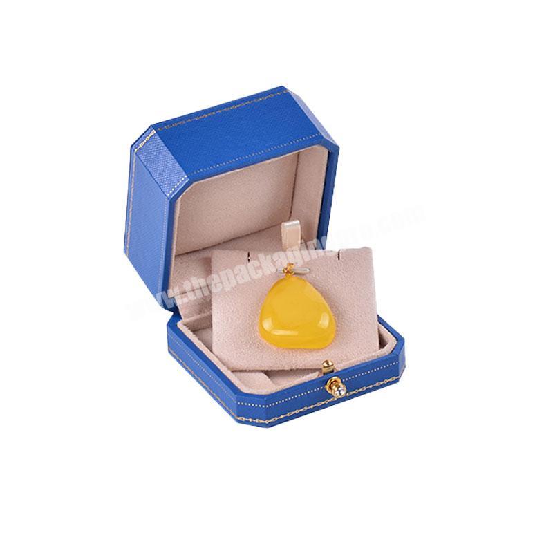 Elegant high quality heavy beautiful blue Jewelry pendant packing Box with button lock