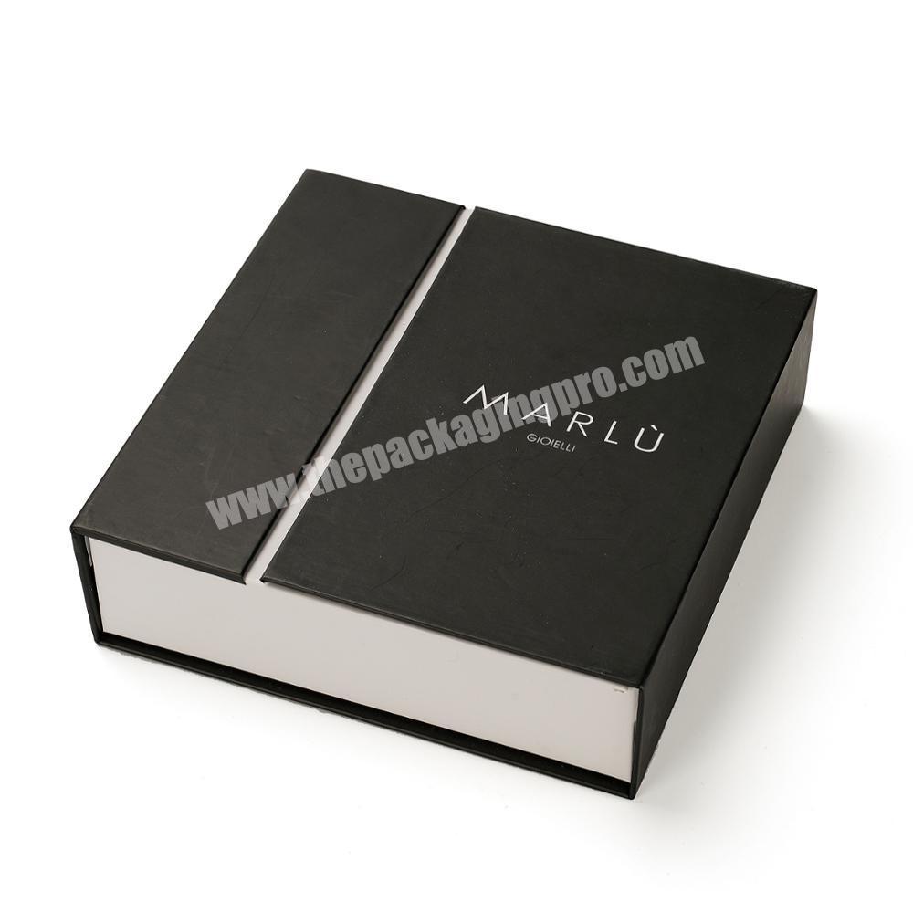 High quality  magnetic closure flip cover cardboard black paper box hardcover gift packaging boxes