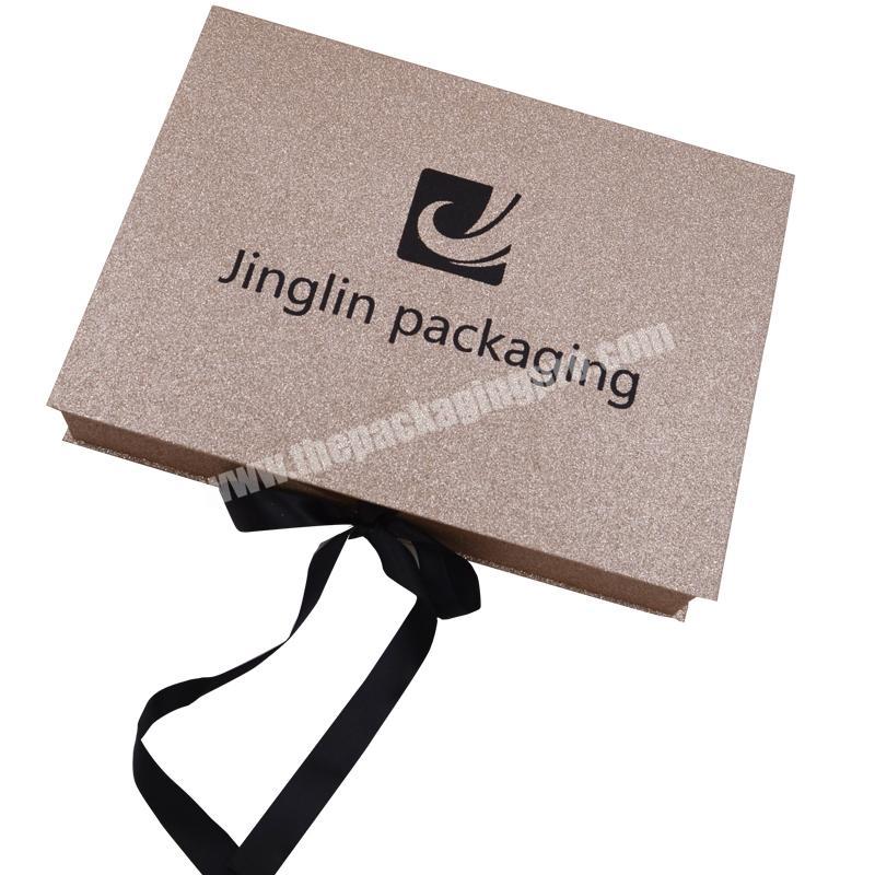 Custom Cosmetic Packaging Shiny Sliver Flakes Powder Jewelry Box Glitter Paper Private Label Eyelash Magnetic Closure Gift Box