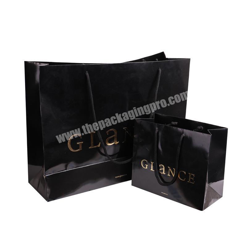 Eco-friendly black luxury 250g paper bag packaging for shopping