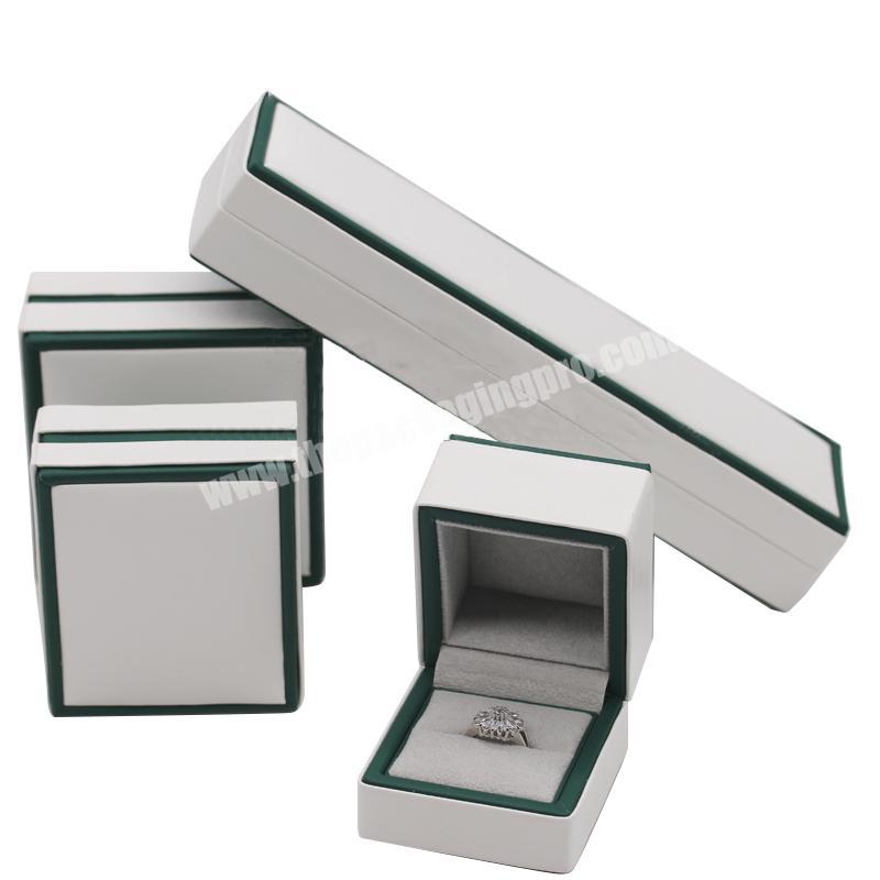 White luxury pu leather printing  jewelry custom logo jewellery packaging boxes