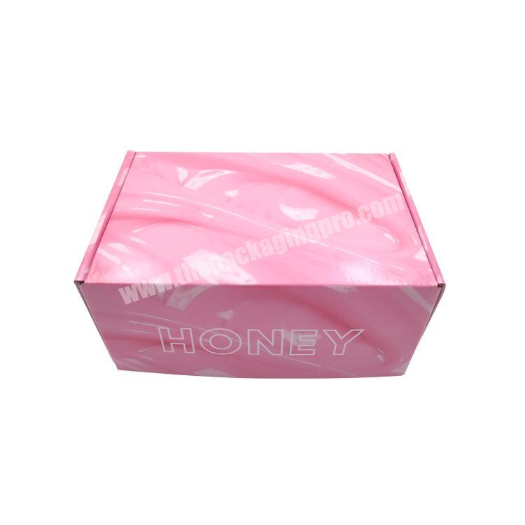 Custom glossy pink cosmetic gift packaging boxes
