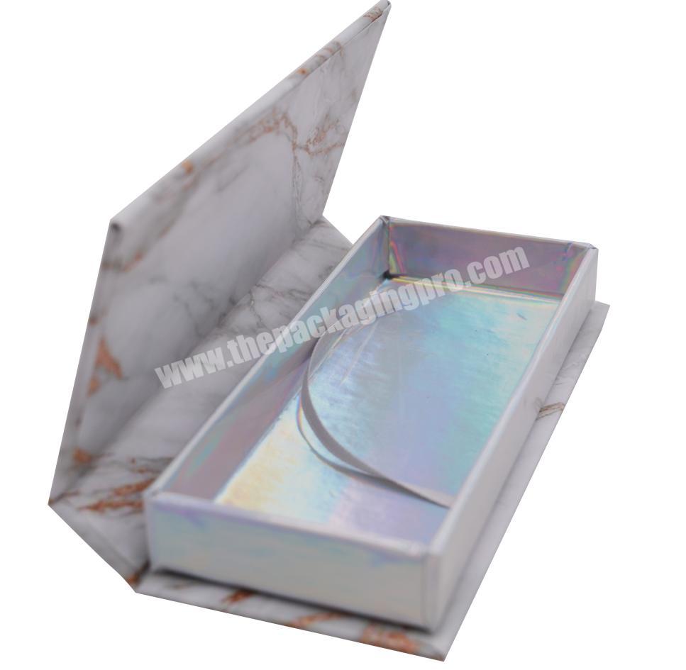 Custom made 3D holographic box packaging false eyelash boxes with clear window