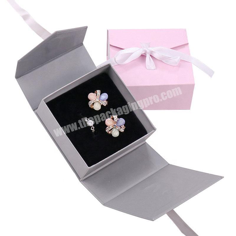 ring jewelry packaging light grey folding craft logo box cube eco friendly custom empty jewellery boxes packaging with magnet