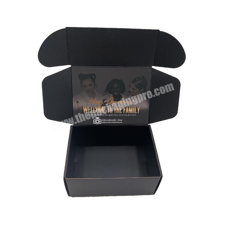 Customized shipping boxes black mailer corrugated cardboard paper box packaging