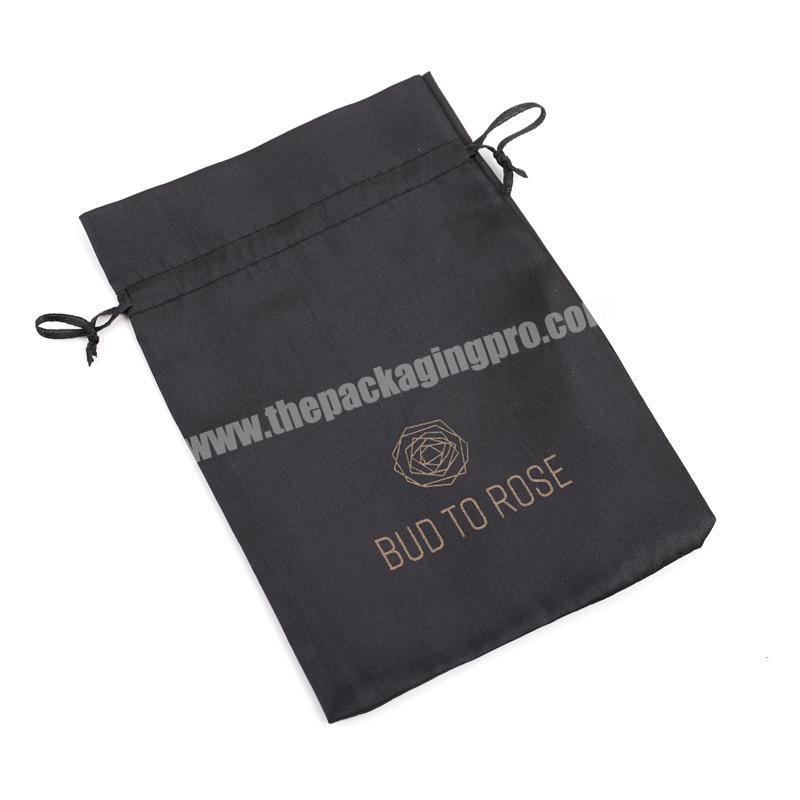 cheap black silk satin drawstring bag for jewelry packaging