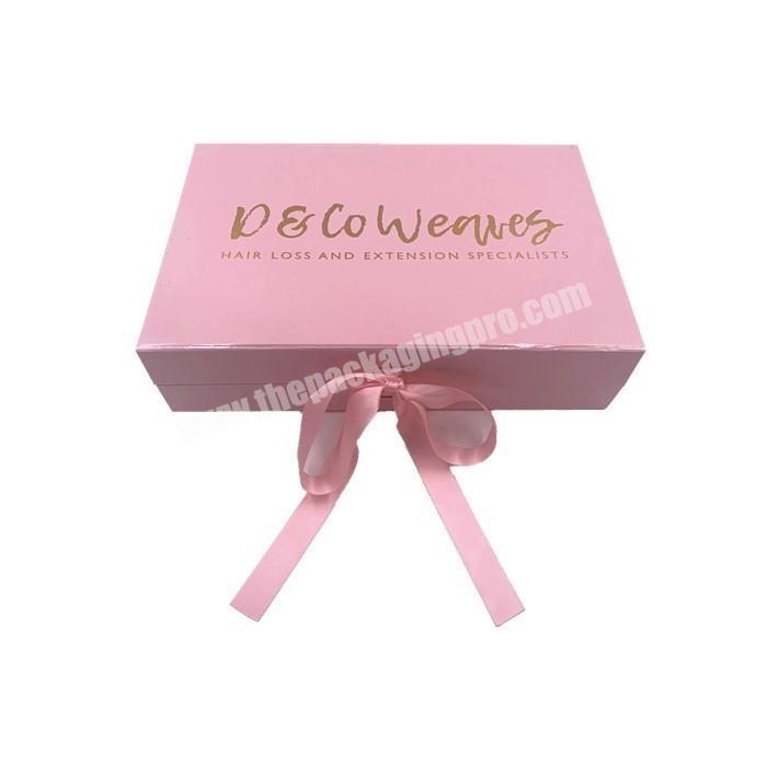 Custom Clothing Gift Packaging Cosmetic Box Pink Magnet Folding Foldable Shoe Boxes With Ribbons For Makeup Snack Baby Clothes