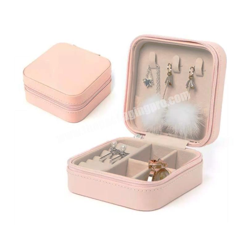 Travel Box with mirror Women Storage Jewelry Organizer for Necklace Earrings Rings Portable Jewelry Case