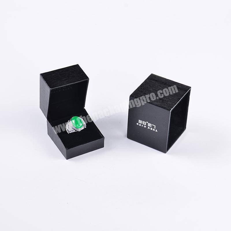 Luxury custom logo black ring packaging boxes drawer jewelry box