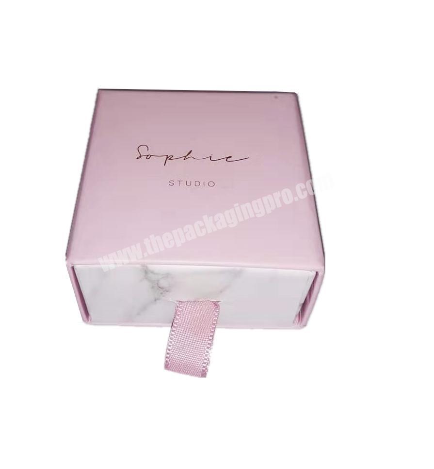 pink luxury  packaging cardboard drawer box drawer slide gift packaging boxes marble