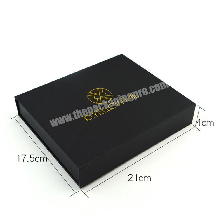 Custom Logo Recycled Cardboard Packaging Black Magnetic Rigid Closure Folding Gift Box For Clothes Clamshell Paper Packaging Box