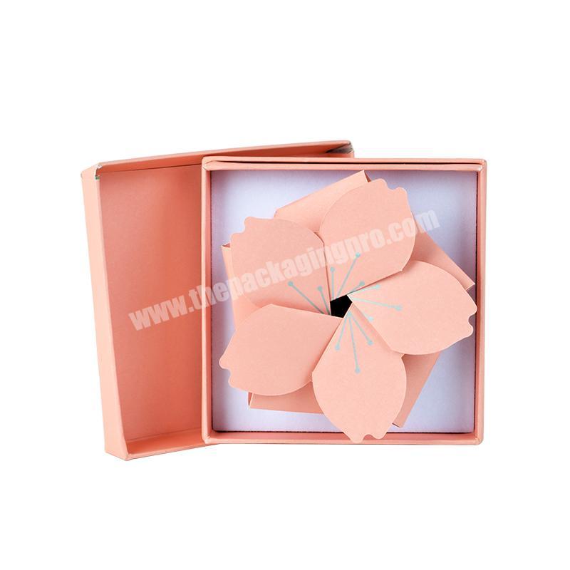Flower Pink Square Paper Cardboard Wholesale Packaging Gift Box Jewelry
