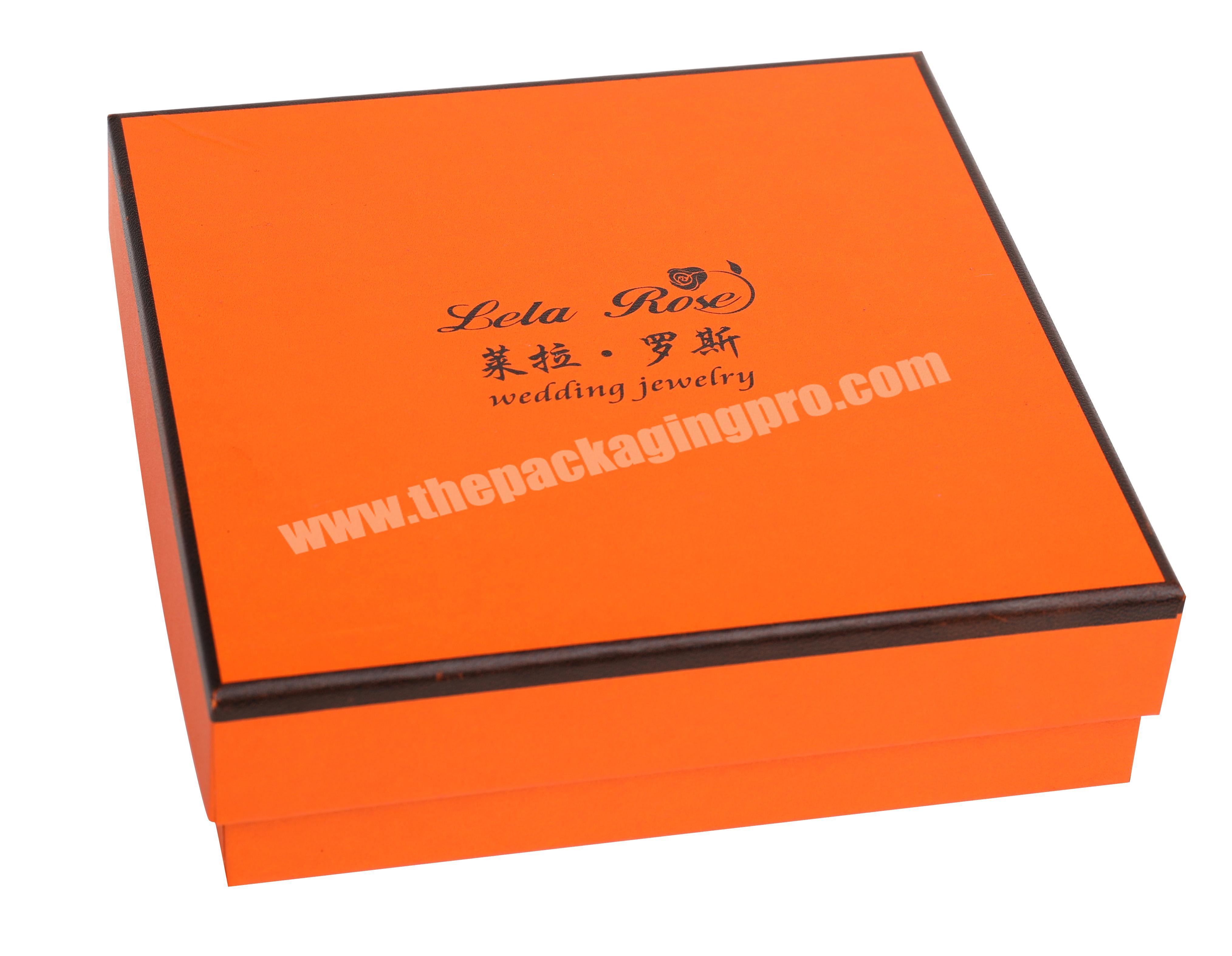 Custom Orange Paperboard Packaging Gift Drawer Box Matching Paper Bag