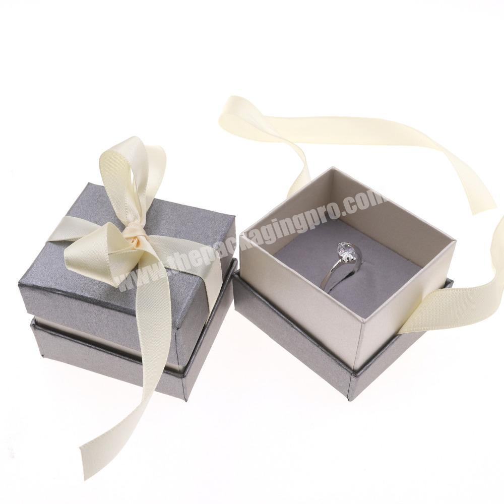 Wholesale Fancy Luxury Gray Ribbon Paper Jewelry Gift Boxes With Logo