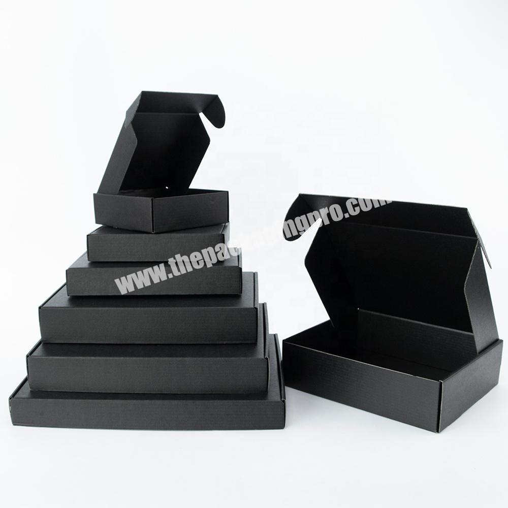support custom logo folding corrugated black kraft clothing paper box with cover