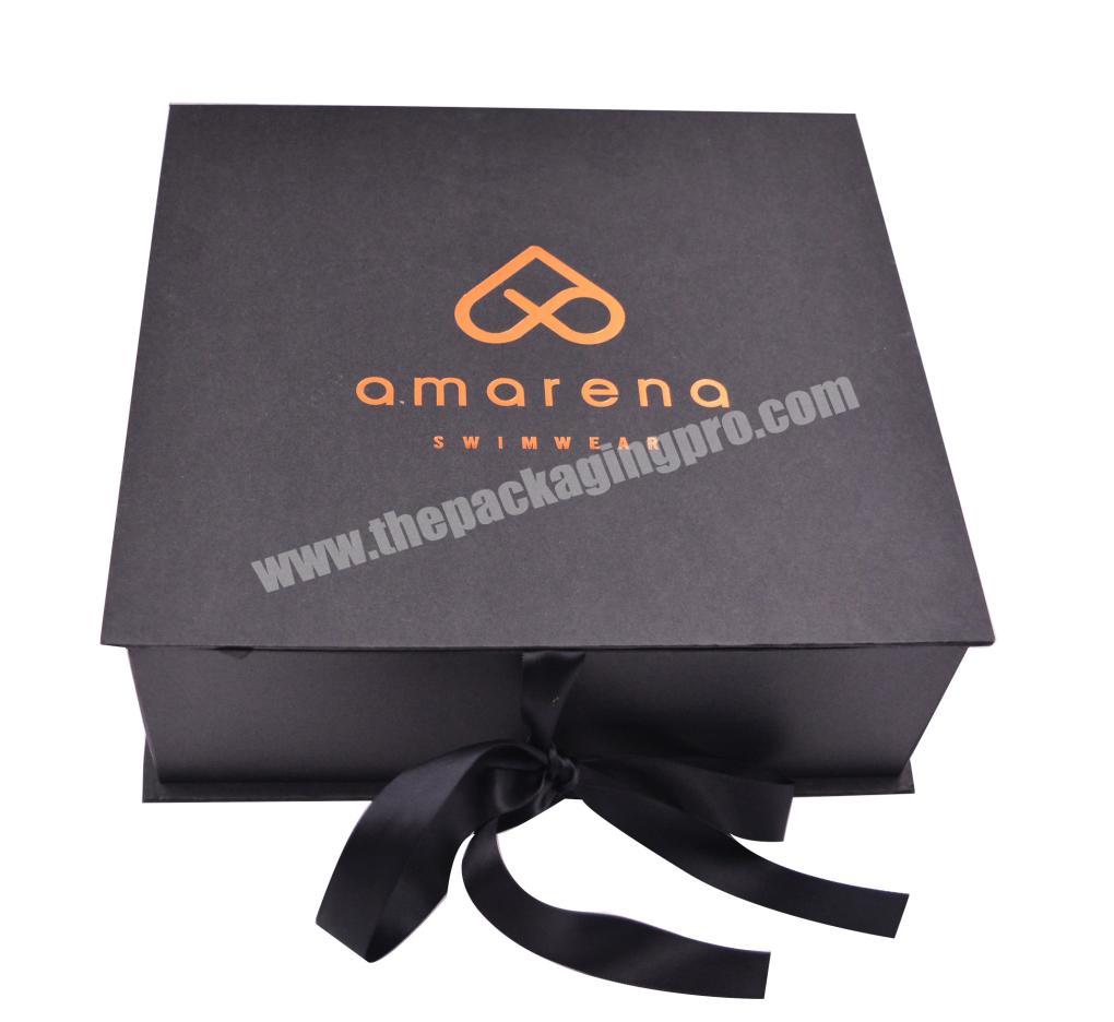Gold Foiling Logo Clothing Swimwear Dress Pants Wigs Packaging Box Gift Box with Ribbon for Hair Extensions Products
