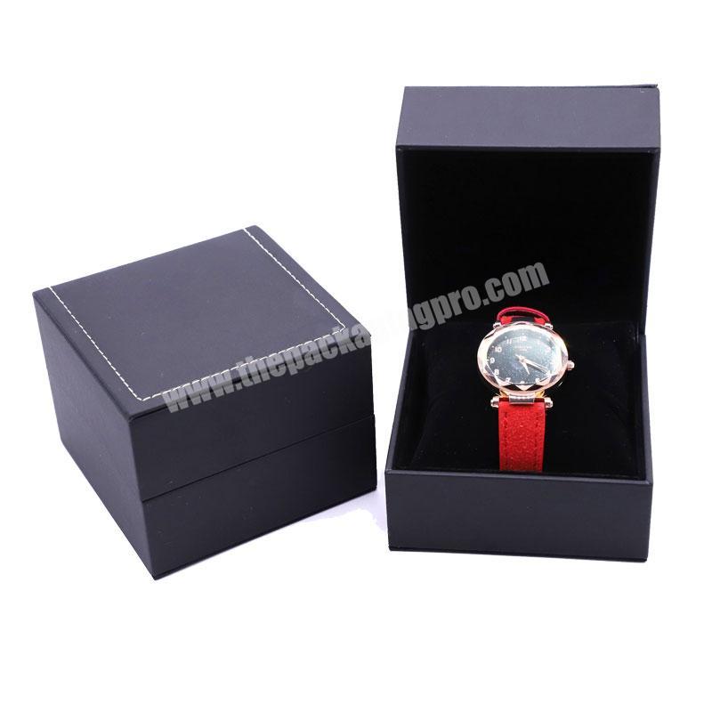 oem watch gift packaging black logo PU leather individual high quality single luxury watch boxes cases