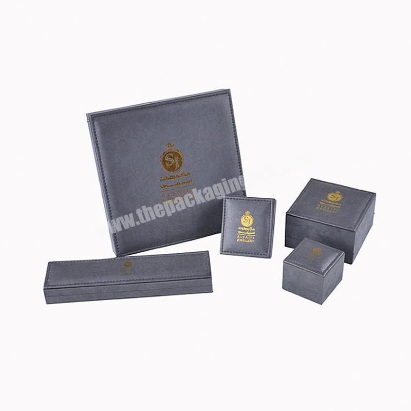 wholesale simple style logo customized leather velvet  jewelry  box