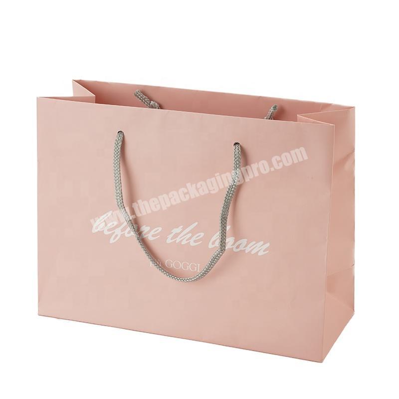 Pink luxury 250g women's clothing packaging paper shopping bag with logo printing