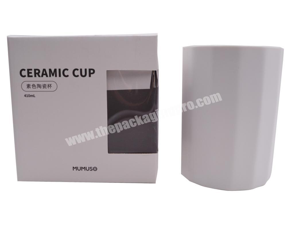 Custom Corrugated Paper Box Mailer Shipping Box Ceramic Cup Coffee Mug Milk Cup Paper Packaging Box with clear pvc window