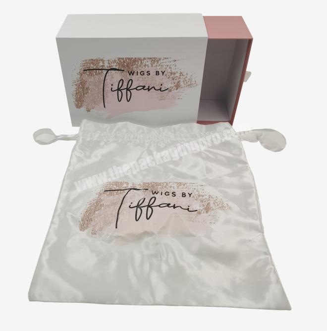 Custom luxury drawer gift box wig virgin hair extension packaging box with satin bag