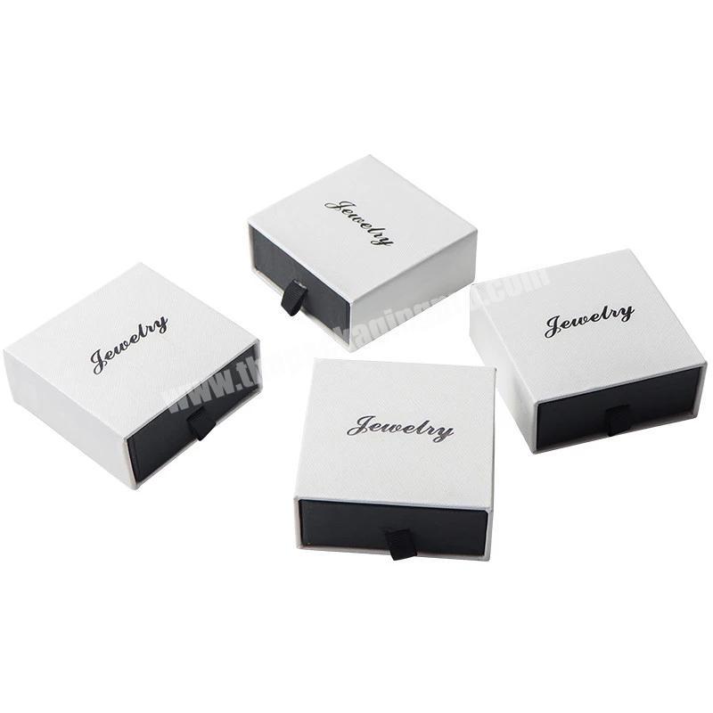 Custom white cardboard jewelry packaging slide gift box drawer jewelry boxes with logo