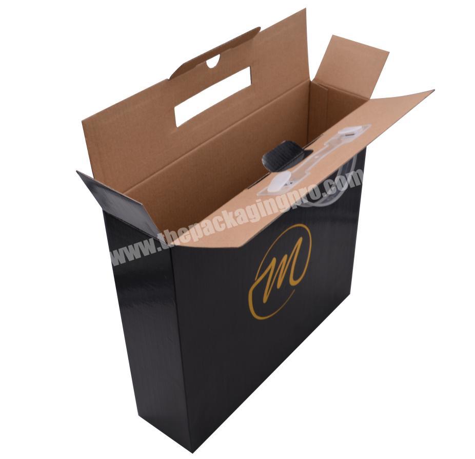 Eco black matte custom cardboard fruits food packaging carton box with PVC handle