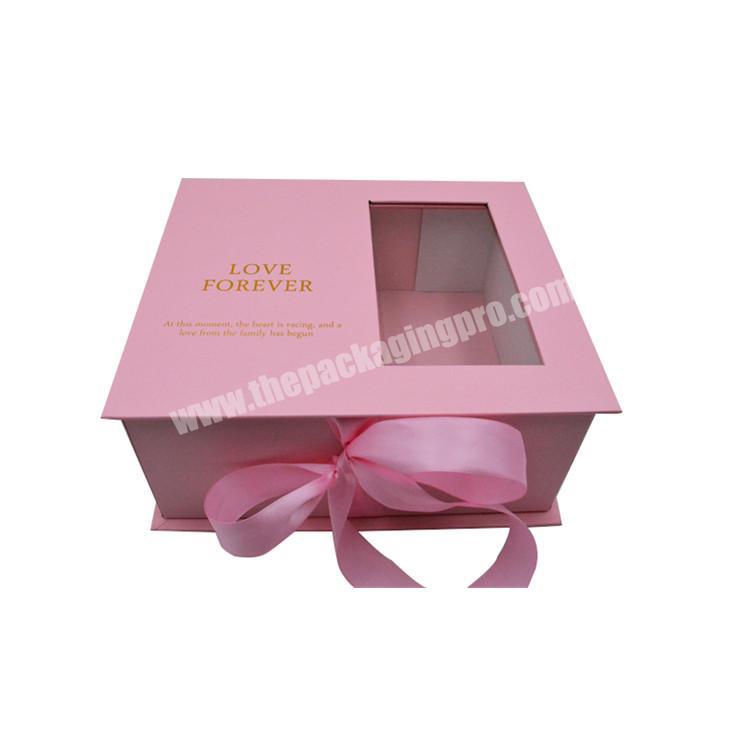 Custom cardboard wedding romantic magnetic closure flower gift box with ribbon