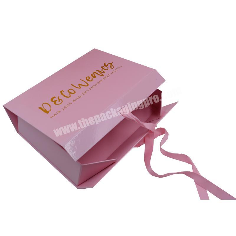Custom pink  flat pack magnetic flap gift box packaging boxes