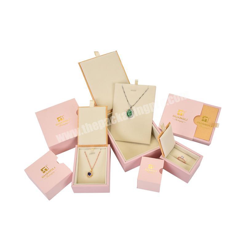 High Grade Plastic Drawer Custom Logo Printed Pink Luxury Jewelry Gift Box Packaging
