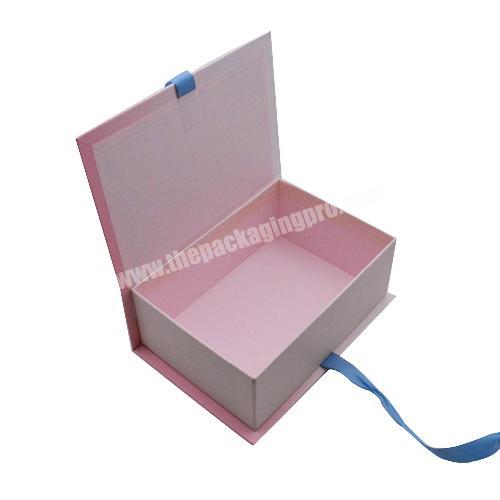 Custom Made Logo Luxury Gift Magnetic Flip Top Book Shape Box Cardboard Gift Packaging Folding Magnetic Boxes With Ribbon